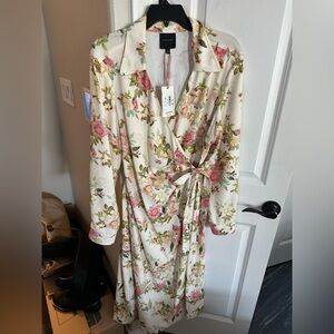 Alex Marie Floral Wrap Dress - Cream and Pink